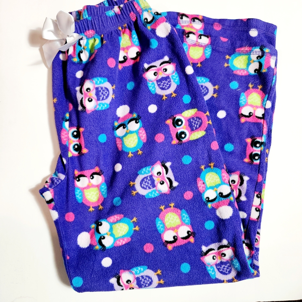 Colorful Girl's Owl Print Pajama Pants Size: 14